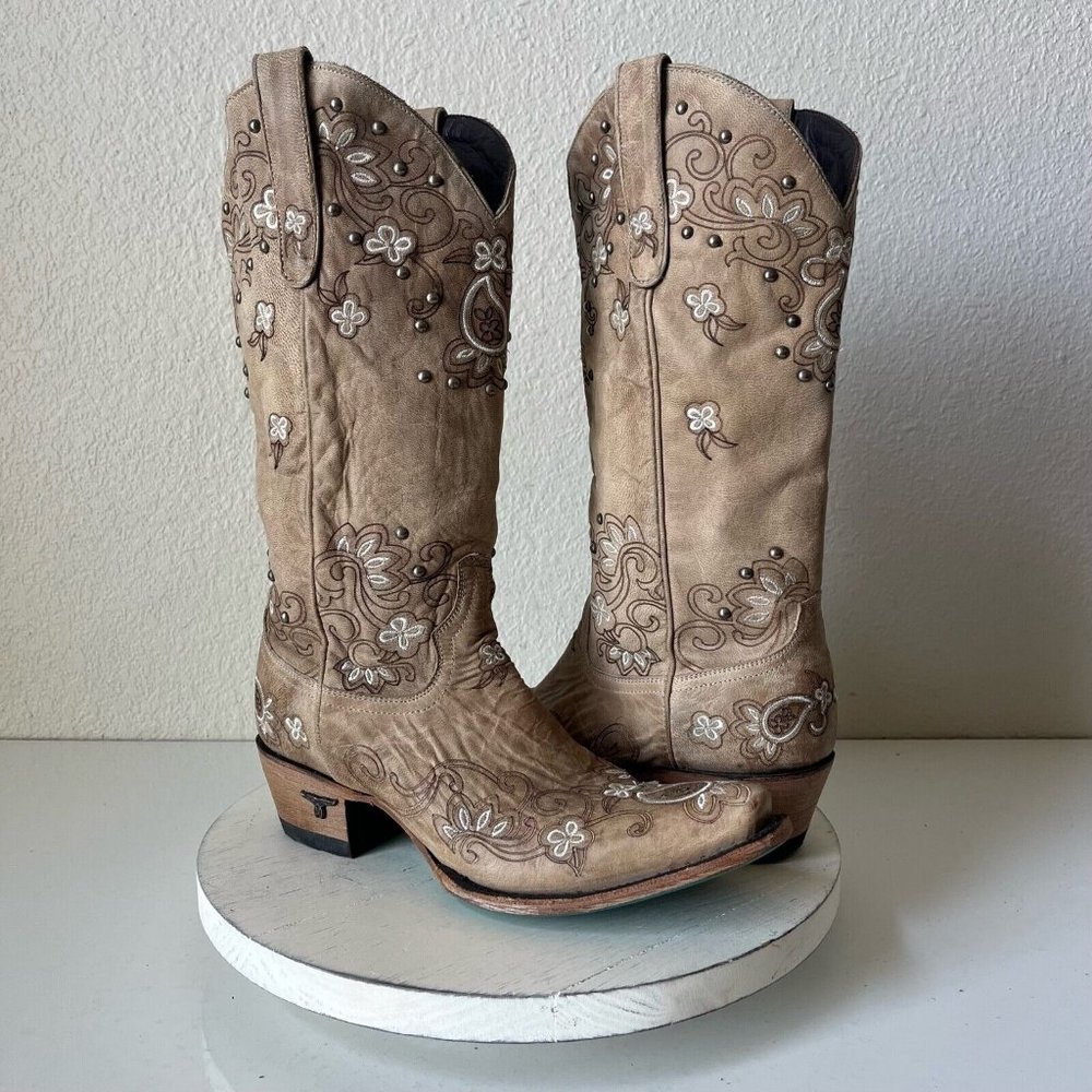 Lane SWEET PAISLEY Boots Womens 7.5 Embroidered Rustic Western Cowgirl Wedding
